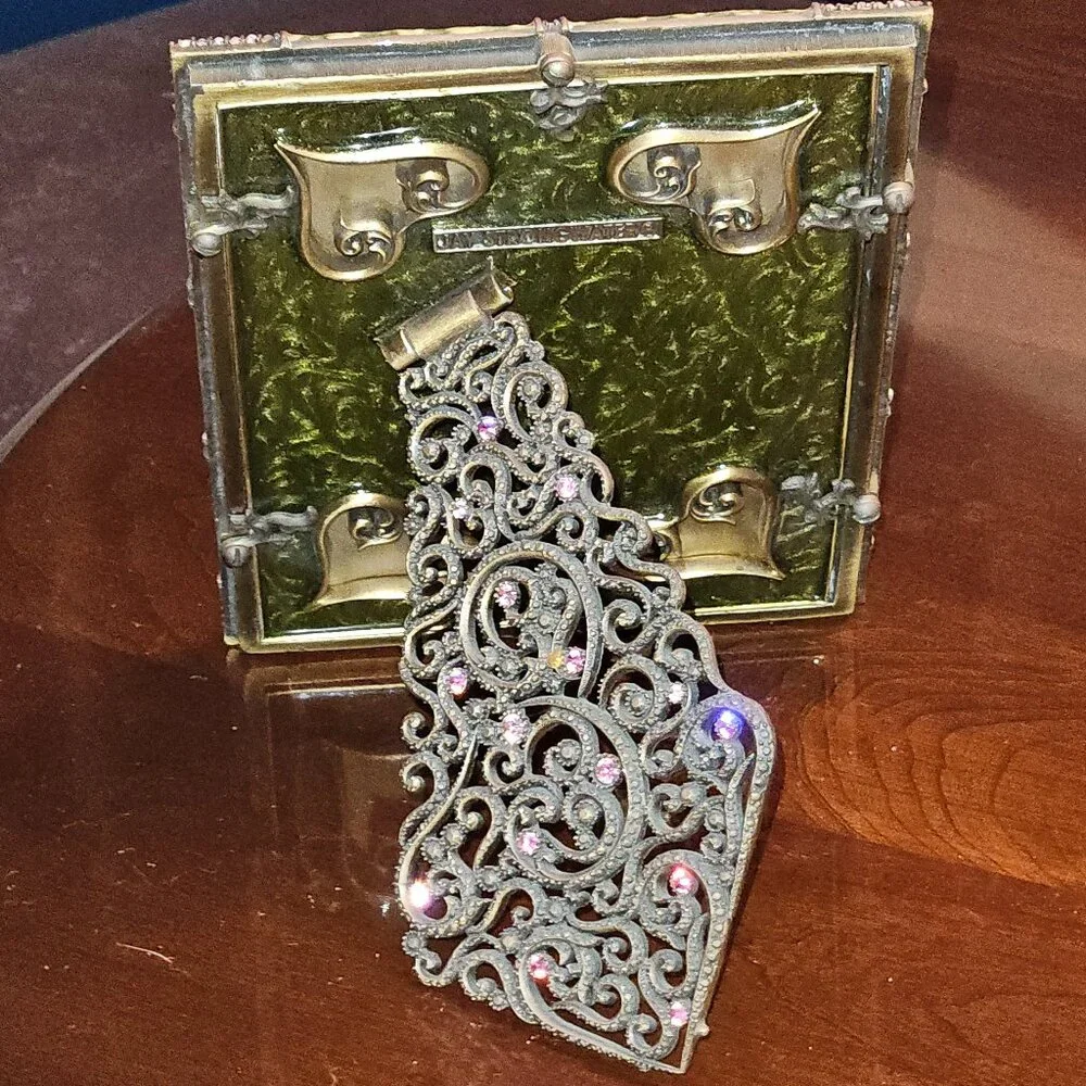 RARE WOW JAY STRONGWATER ARGYLE PLAID PINK DARJEELING PAVE CRYSTAL ENAMEL FRAME